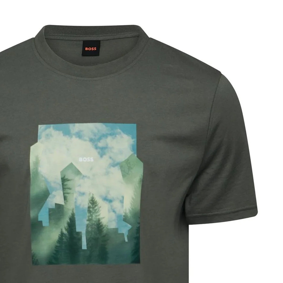 Grey - Side - Hugo Mens Cityscape T-Shirt