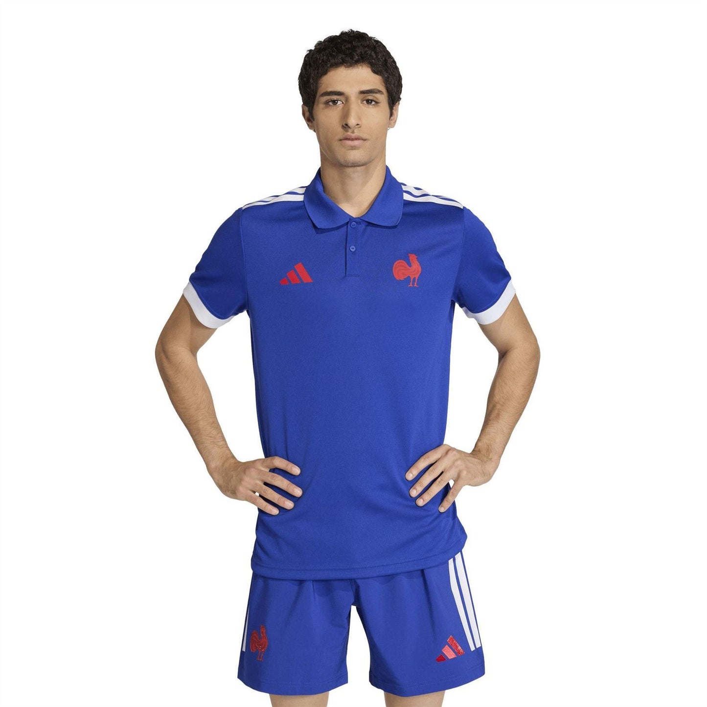 Light Blue - Lifestyle - Adidas Unisex Adult France FFR Rugby Polo Shirt