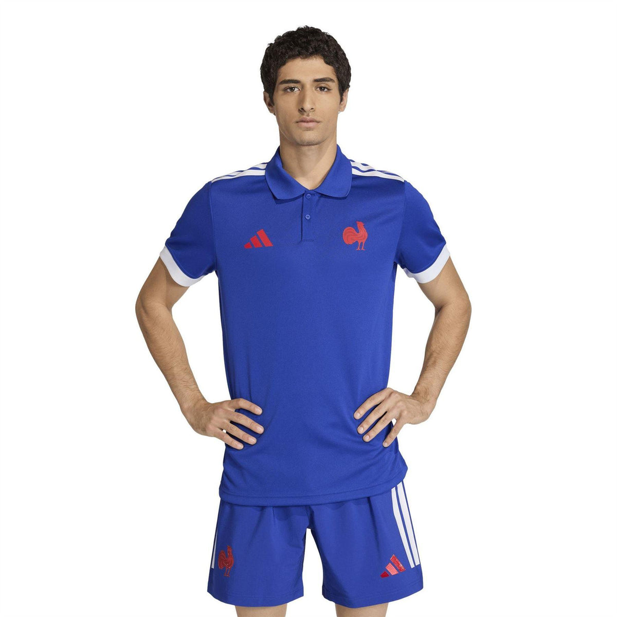 Light Blue - Lifestyle - Adidas Unisex Adult France FFR Rugby Polo Shirt