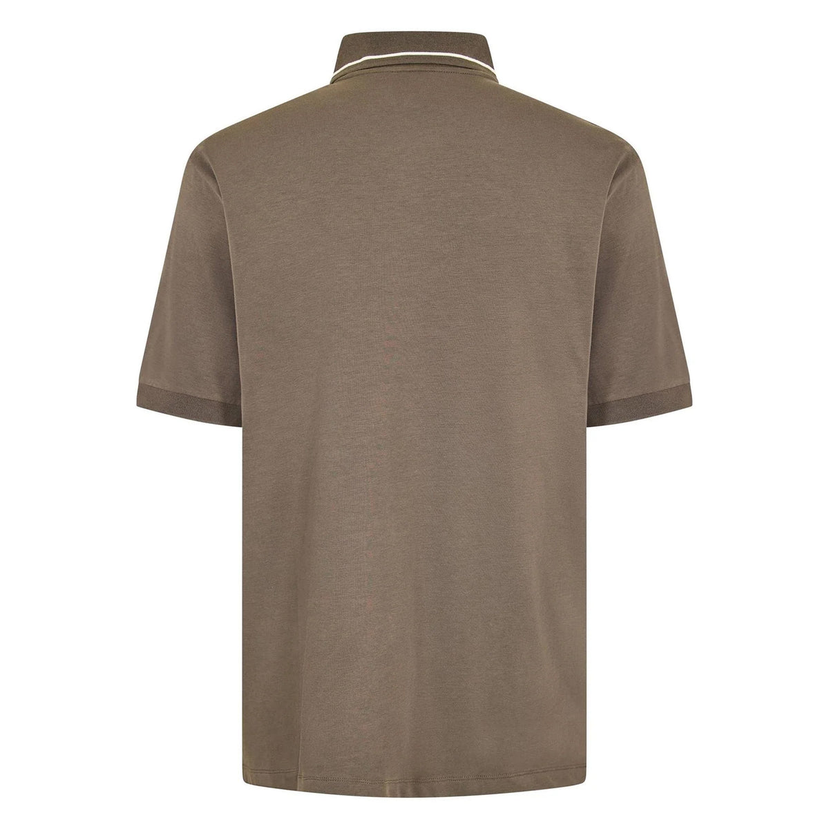Khaki - Back - Armani Exchange Mens Contrast Tipped Cotton Polo Shirt