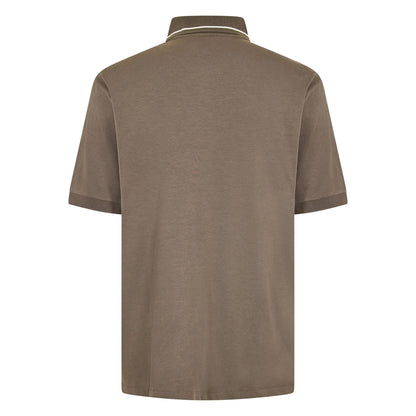 Khaki - Back - Armani Exchange Mens Contrast Tipped Cotton Polo Shirt