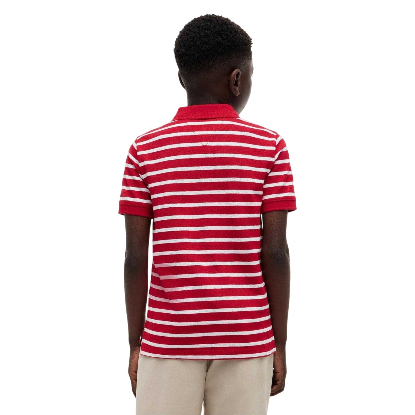 Red - Back - Tommy Hilfiger Boys Striped Polo Shirt