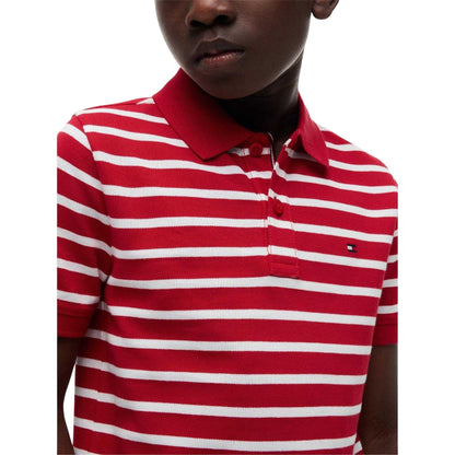 Red - Side - Tommy Hilfiger Boys Striped Polo Shirt