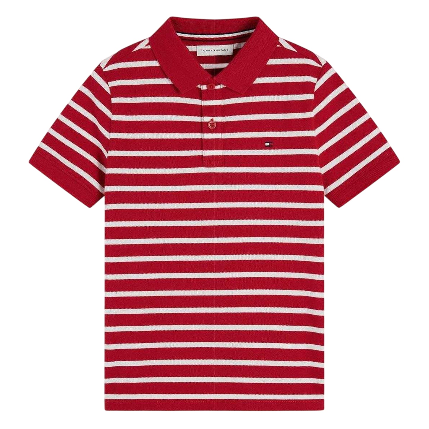 Red - Front - Tommy Hilfiger Boys Striped Polo Shirt