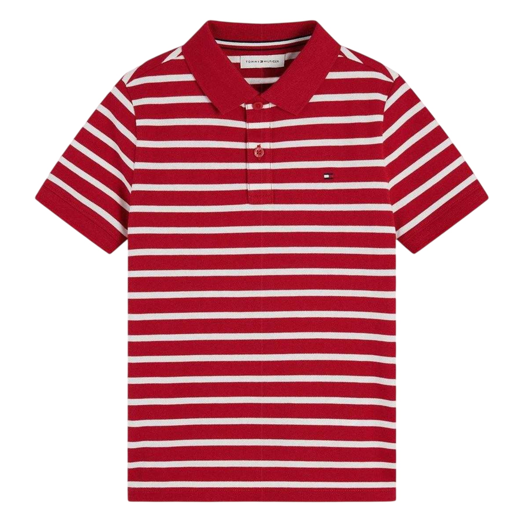 Red - Front - Tommy Hilfiger Boys Striped Polo Shirt
