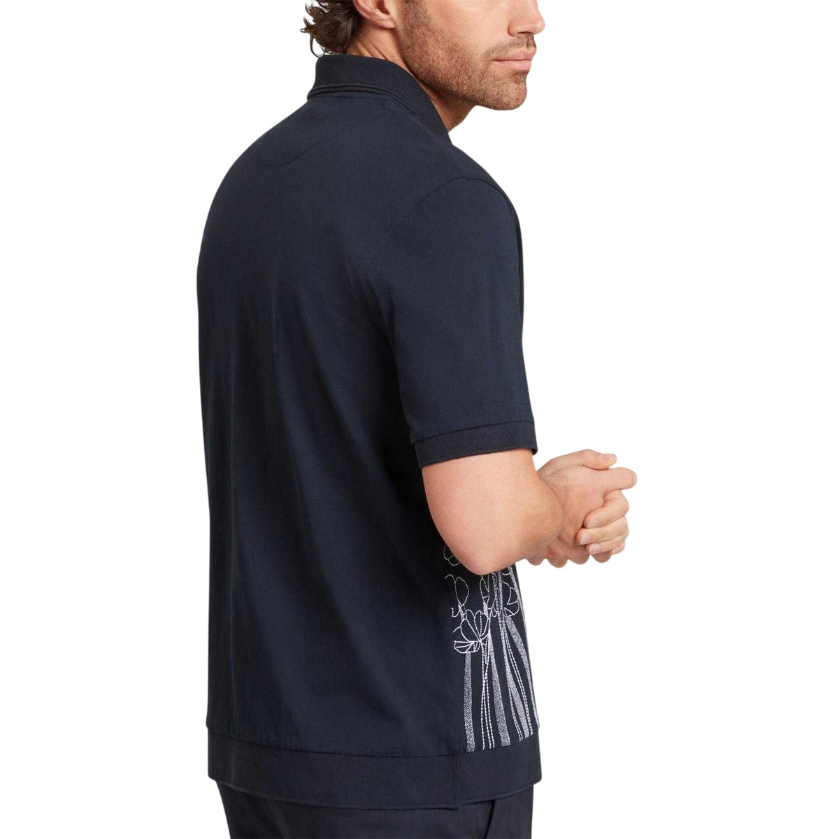 Navy - Back - Ted Baker Mens Floral Short-Sleeved Polo Shirt