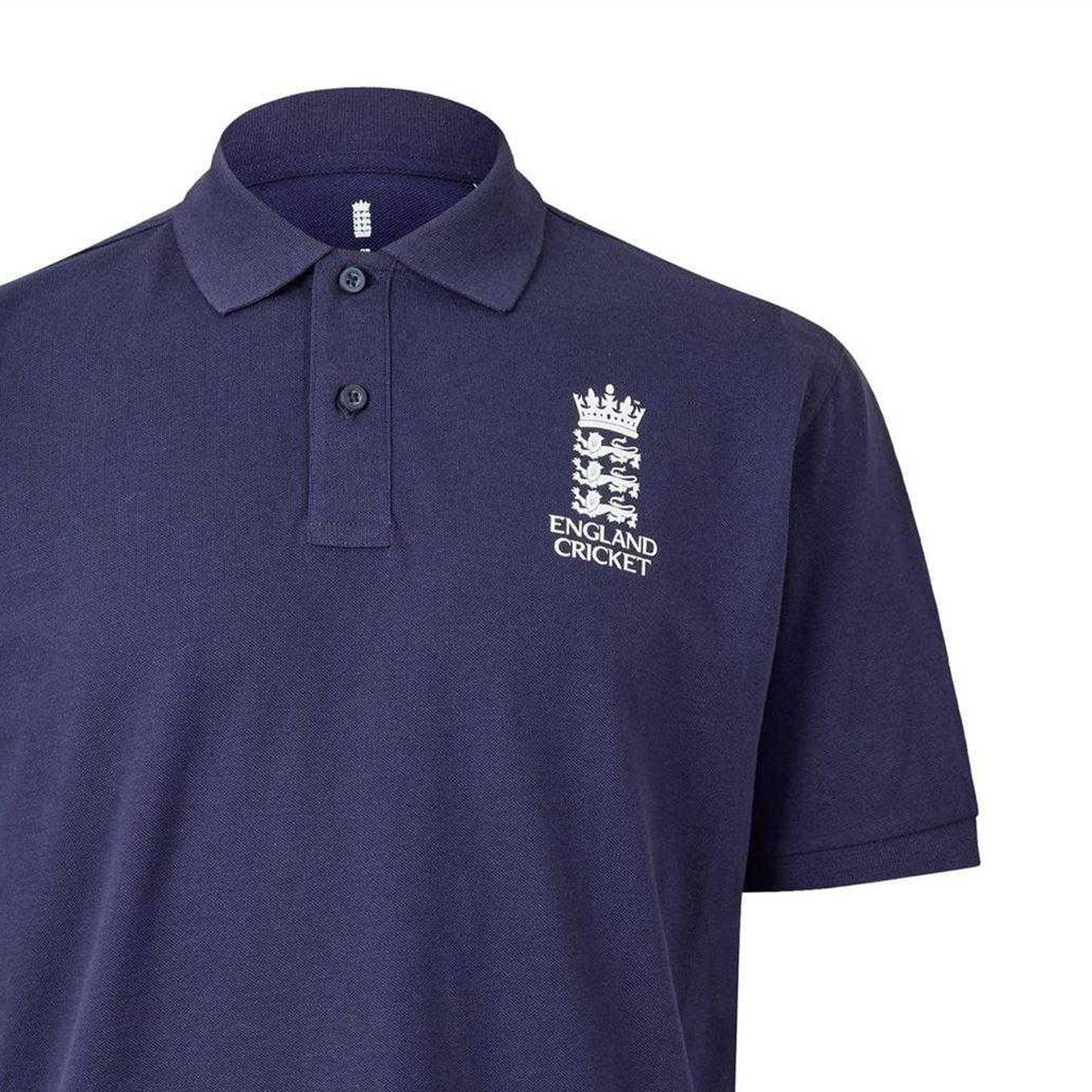 Navy - Side - Castore Mens England Cricket Ribbed Polo Shirt
