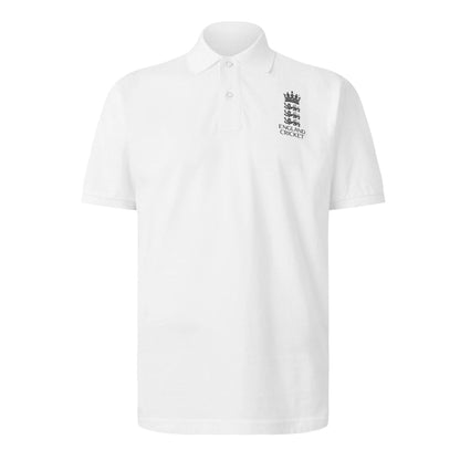 White - Front - Castore Mens England Cricket Ribbed Polo Shirt