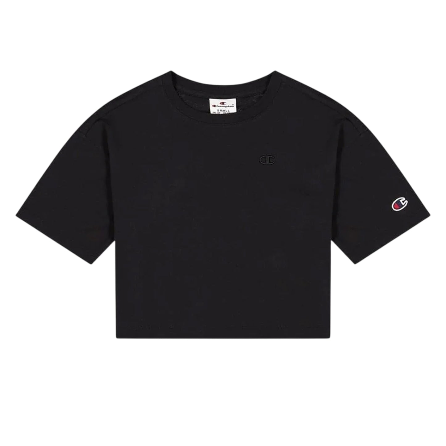 Black - Front - Champion Childrens-Kids Embroidered Logo Regular T-Shirt