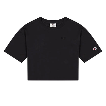 Black - Front - Champion Childrens-Kids Embroidered Logo Regular T-Shirt