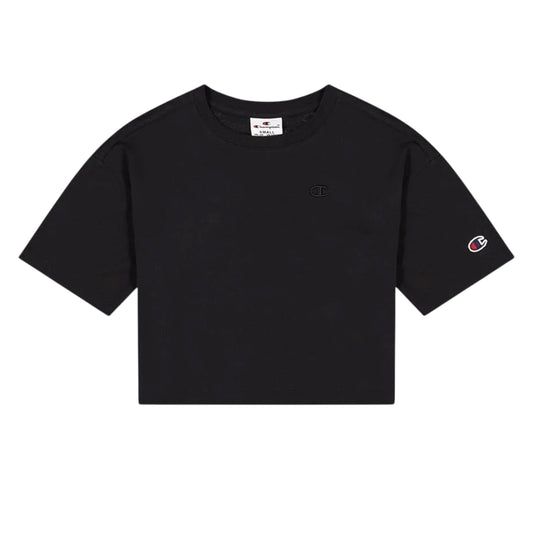 Black - Front - Champion Childrens-Kids Embroidered Logo Regular T-Shirt