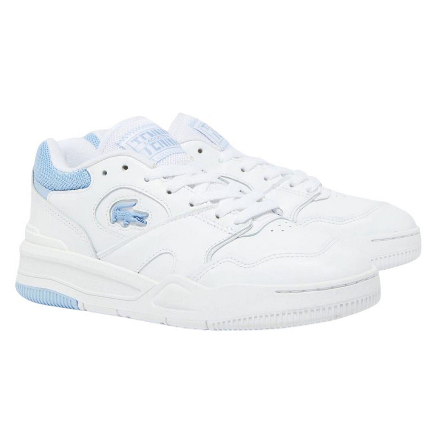 White-Blue - Front - Lacoste Womens-Ladies Lineshot Leather Trainers