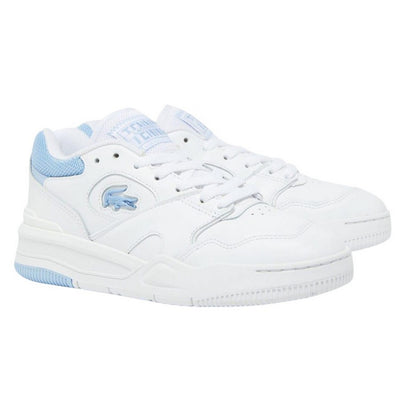 White-Blue - Front - Lacoste Womens-Ladies Lineshot Leather Trainers