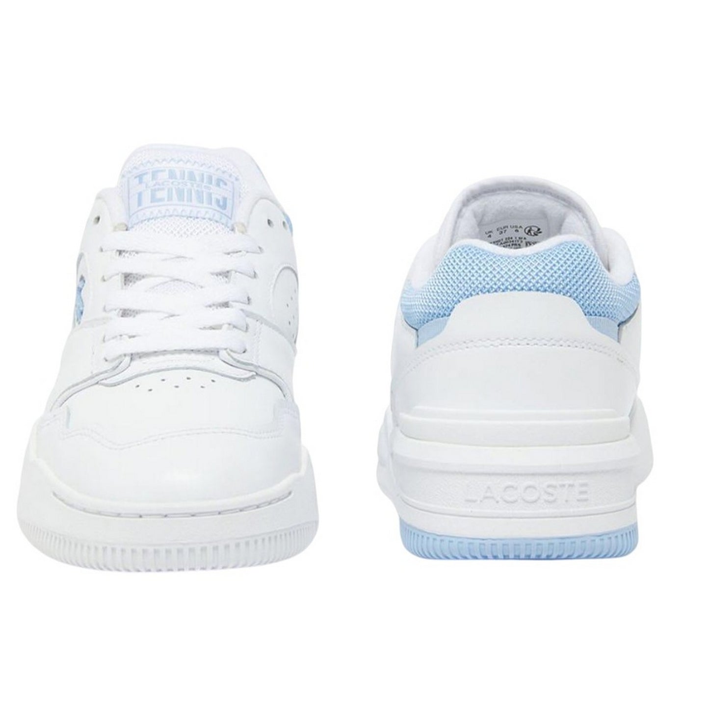 White-Blue - Pack Shot - Lacoste Womens-Ladies Lineshot Leather Trainers