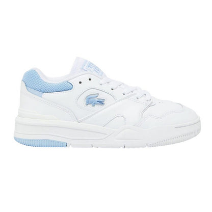White-Blue - Side - Lacoste Womens-Ladies Lineshot Leather Trainers