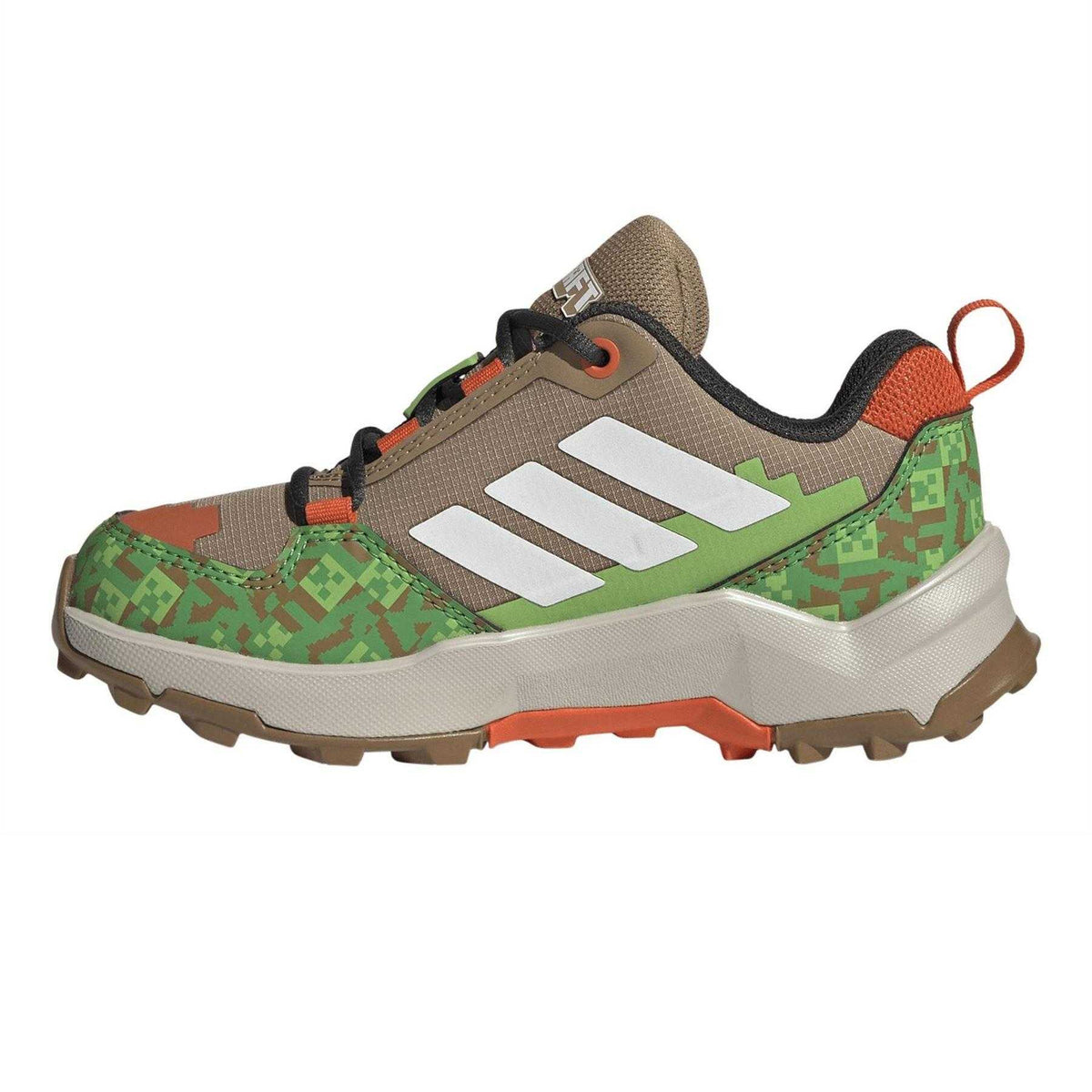 Tan-Green-White-Orange - Side - Adidas Childrens-Kids Terrex AX4R Hiking Shoes