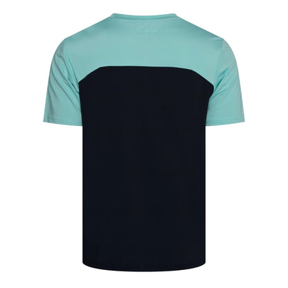 Aqua Blue-Navy - Back - OEX Mens Flynn Colour Block T-Shirt
