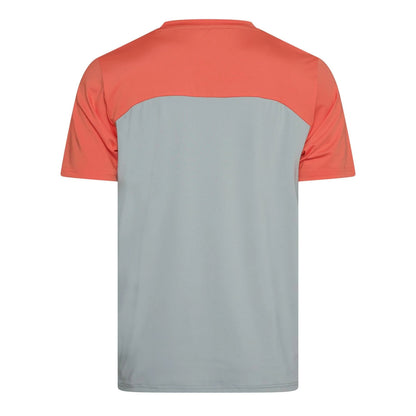 Coral-Light Grey - Back - OEX Mens Flynn Colour Block T-Shirt