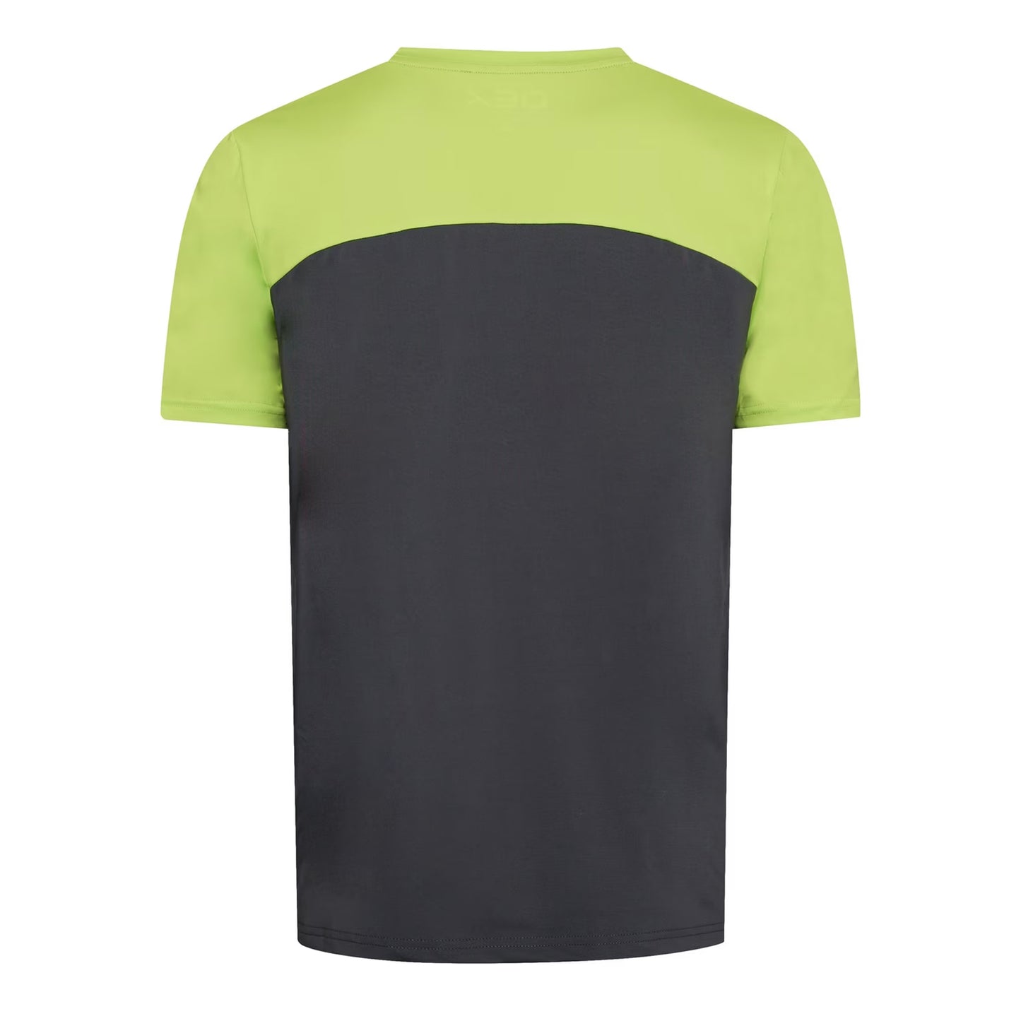 Lime-Charcoal - Back - OEX Mens Flynn Colour Block T-Shirt