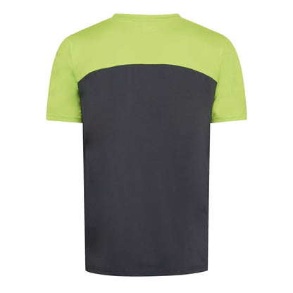 Lime-Charcoal - Back - OEX Mens Flynn Colour Block T-Shirt