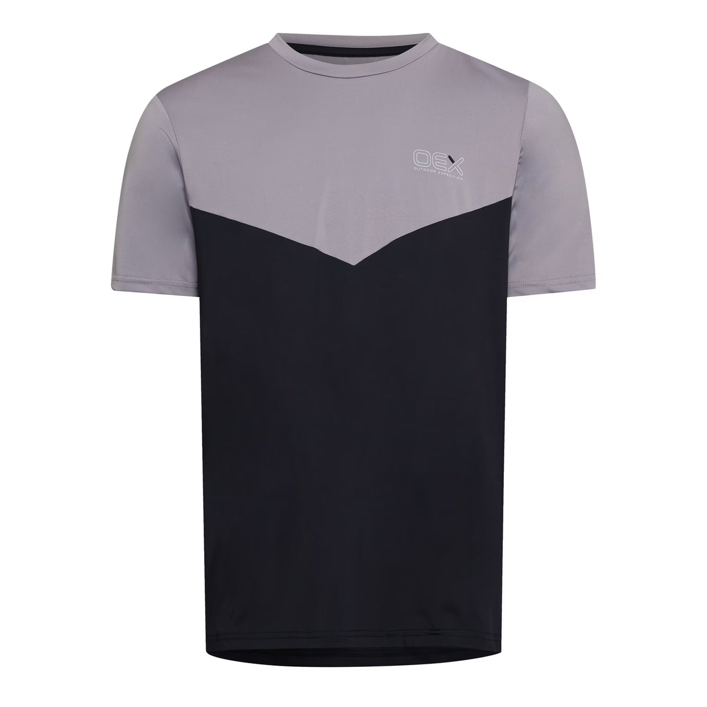 Midnight Blue-Lilac - Front - OEX Mens Flynn Colour Block T-Shirt