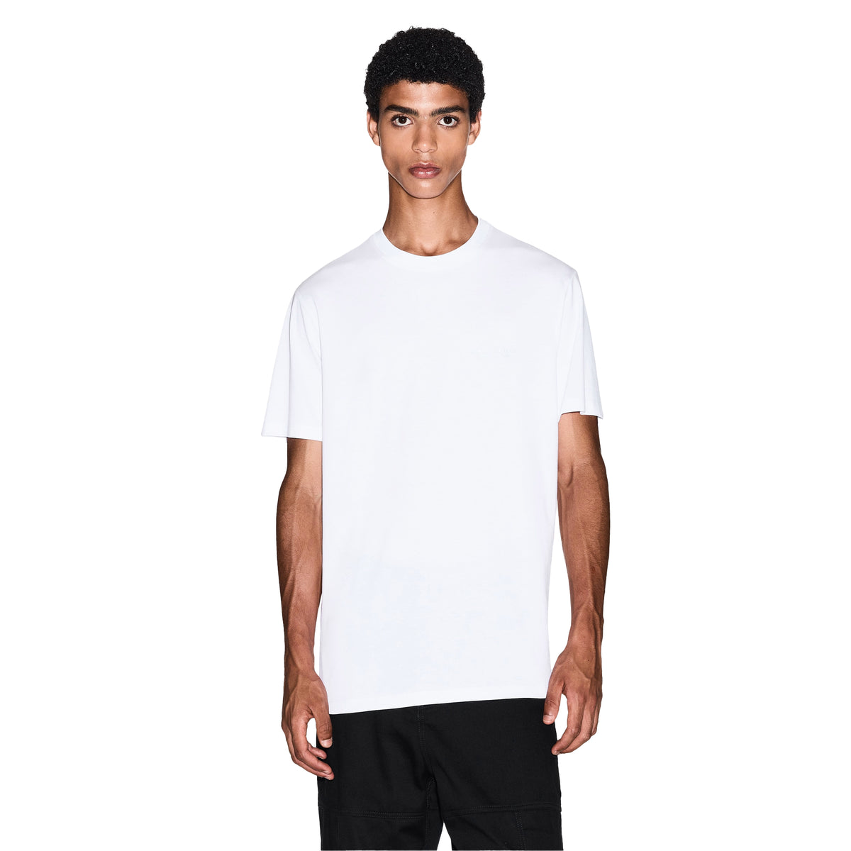 White - Pack Shot - Armani Exchange Mens Tonal Logo Cotton T-Shirt