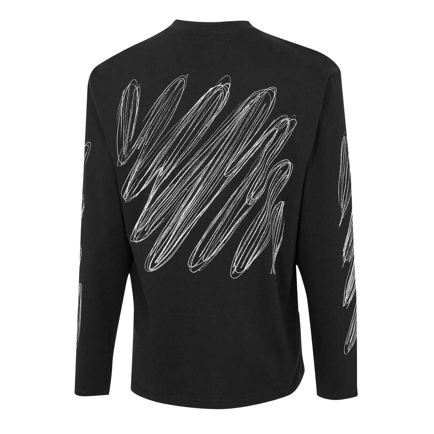 Black-White - Back - Off White Mens Crew Neck Regular Long-Sleeved T-Shirt