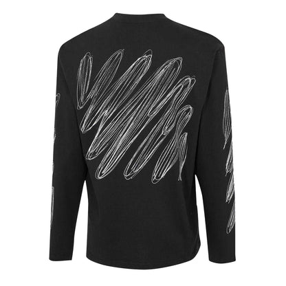 Black-White - Back - Off White Mens Crew Neck Regular Long-Sleeved T-Shirt