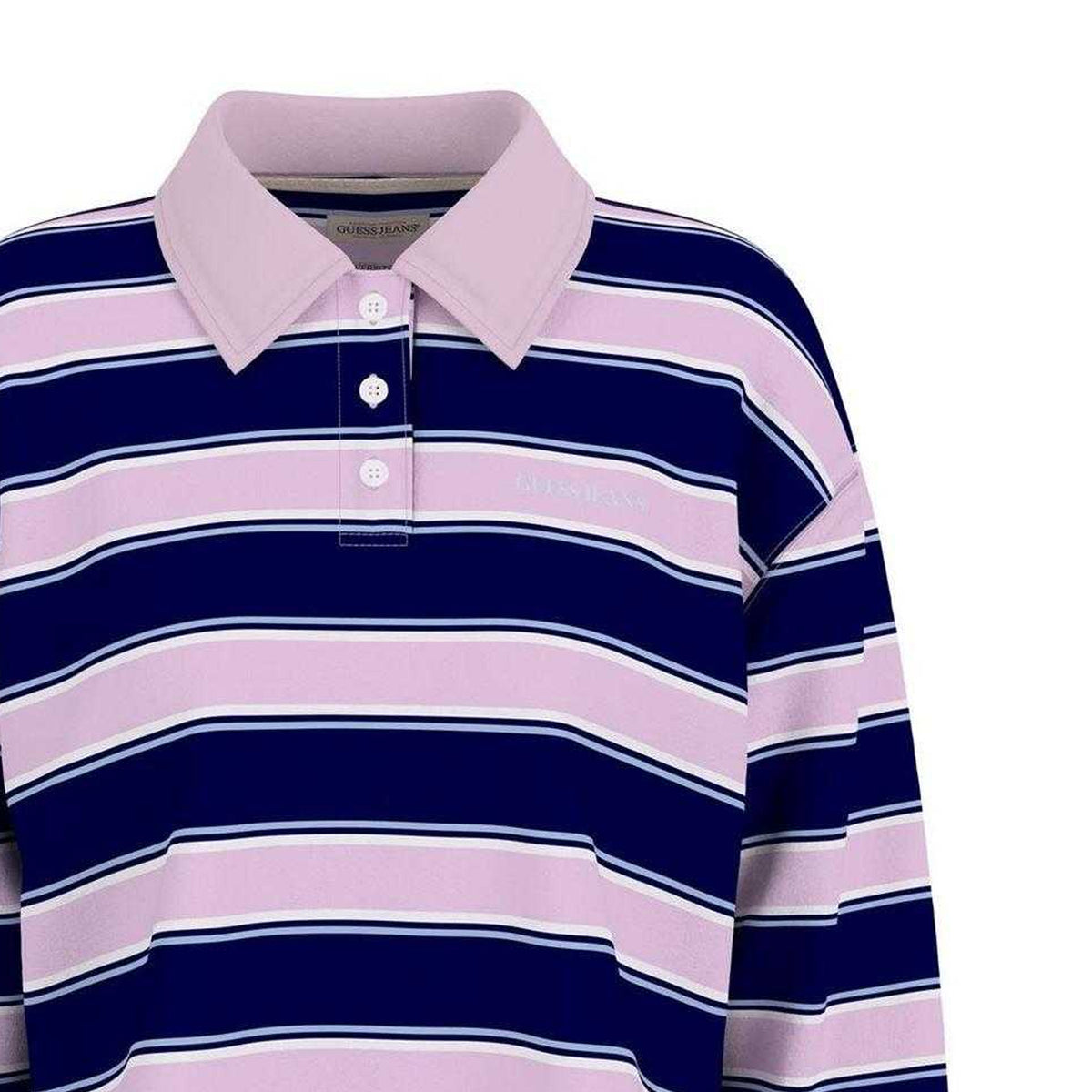 Lilac - Side - Guess Womens-Ladies Rugby Cropped Polo Shirt