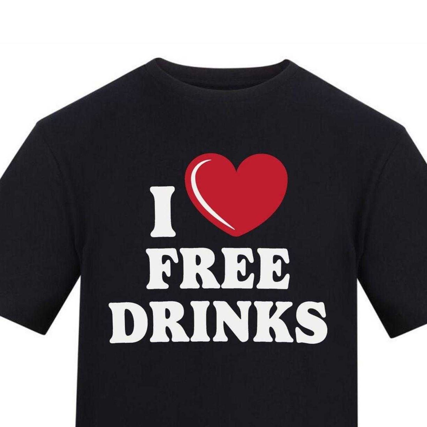 Black - Side - AWD Unisex Adult I love Free Drinks T-Shirt