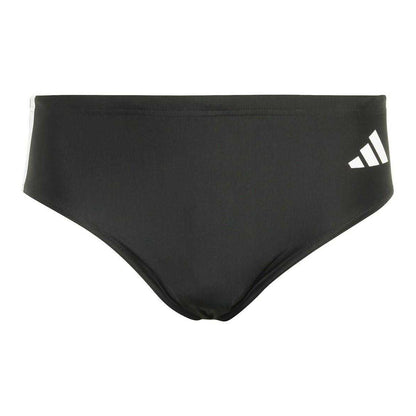 Black-White - Front - Adidas Mens 3 Stripes Swim Briefs