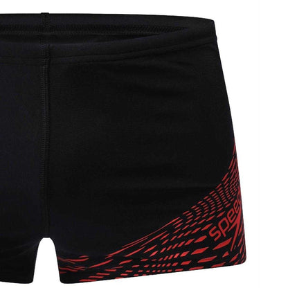 Red - Side - Speedo Boys Medley Graphic Print Swimming Trunks
