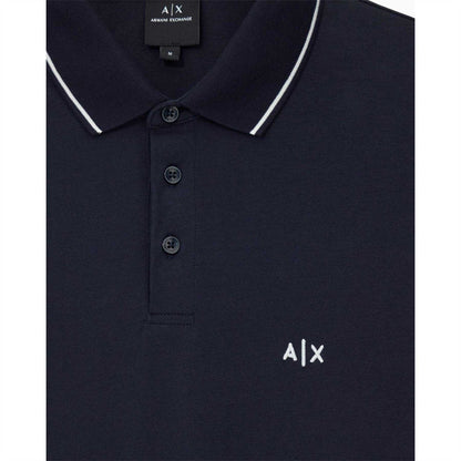Deep Navy - Side - Armani Exchange Mens Regular Short-Sleeved Polo Shirt