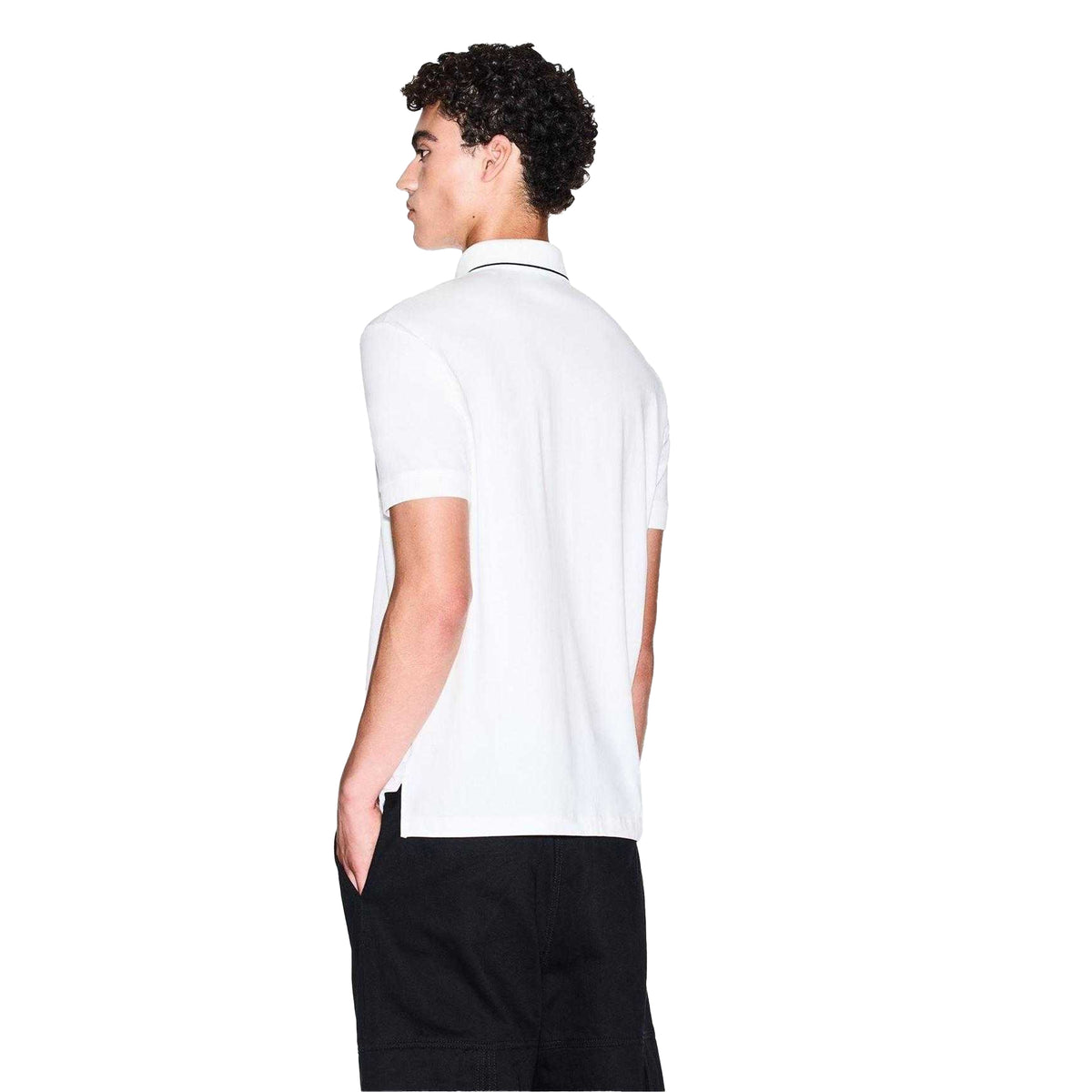 White - Back - Armani Exchange Mens Regular Short-Sleeved Polo Shirt