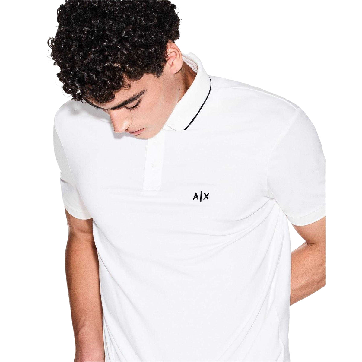 White - Side - Armani Exchange Mens Regular Short-Sleeved Polo Shirt