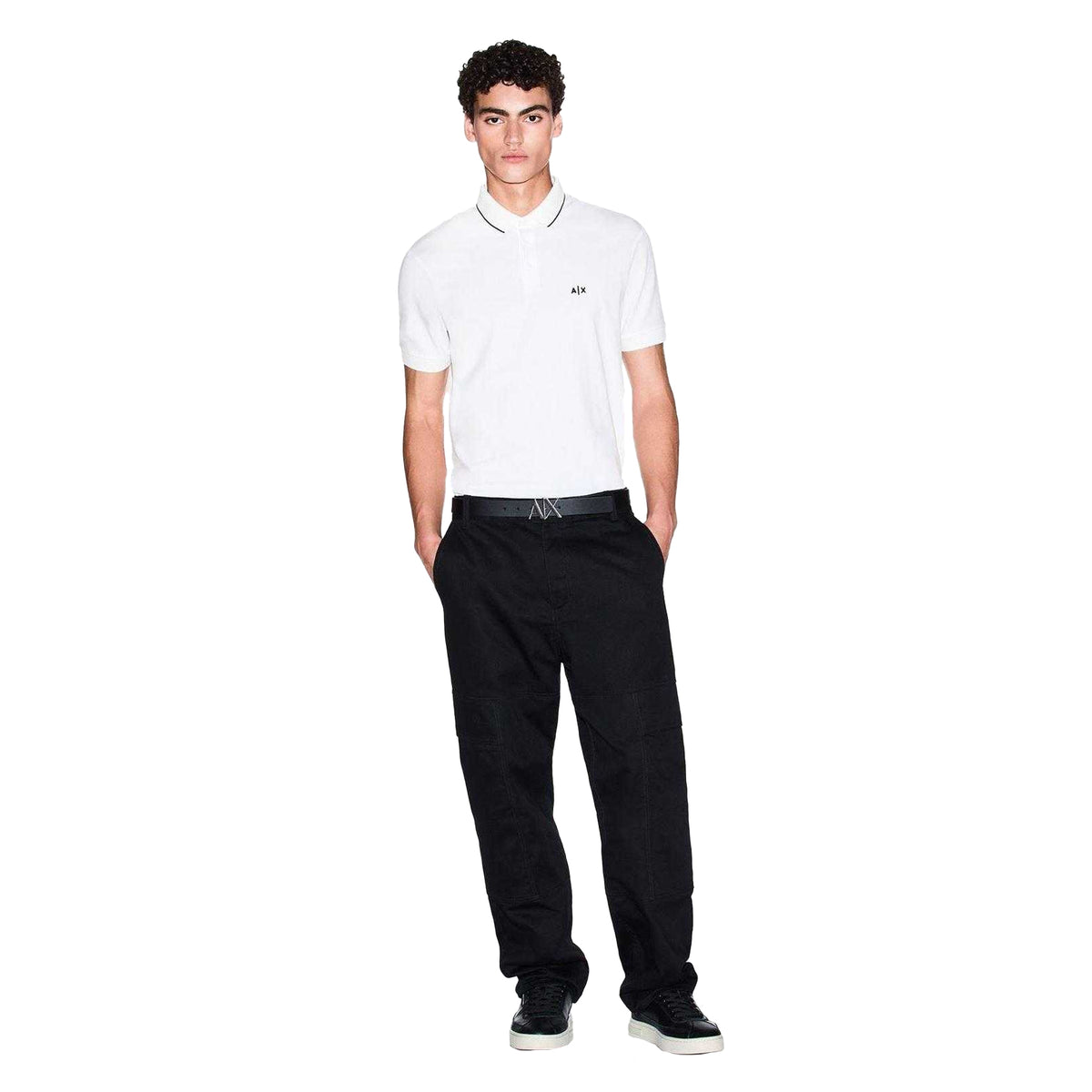 White - Pack Shot - Armani Exchange Mens Regular Short-Sleeved Polo Shirt