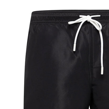 Black - Side - Boss Mens Taped Swimming Trunks