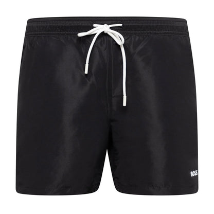 Black - Front - Boss Mens Taped Swimming Trunks