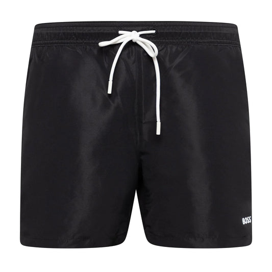 Black - Front - Boss Mens Taped Swimming Trunks