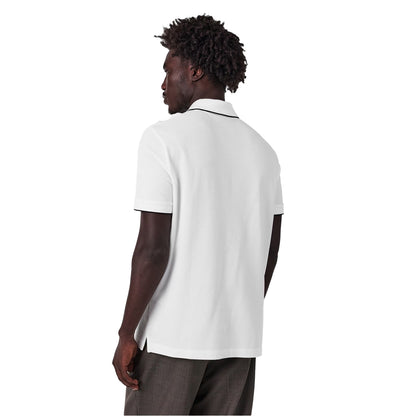 White - Pack Shot - Armani Exchange Mens Stripe Short-Sleeved Polo Shirt