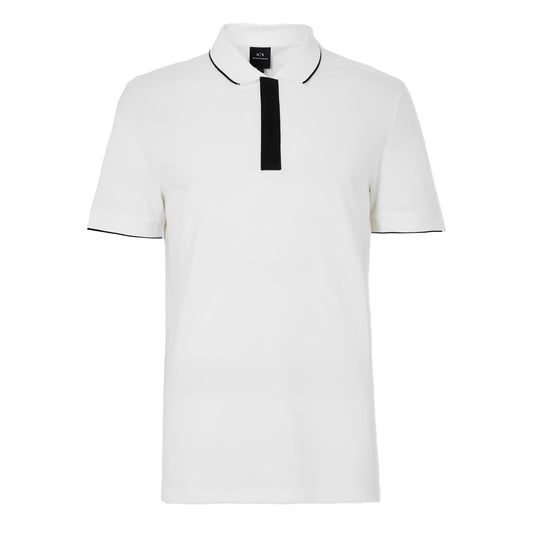 White - Front - Armani Exchange Mens Stripe Short-Sleeved Polo Shirt