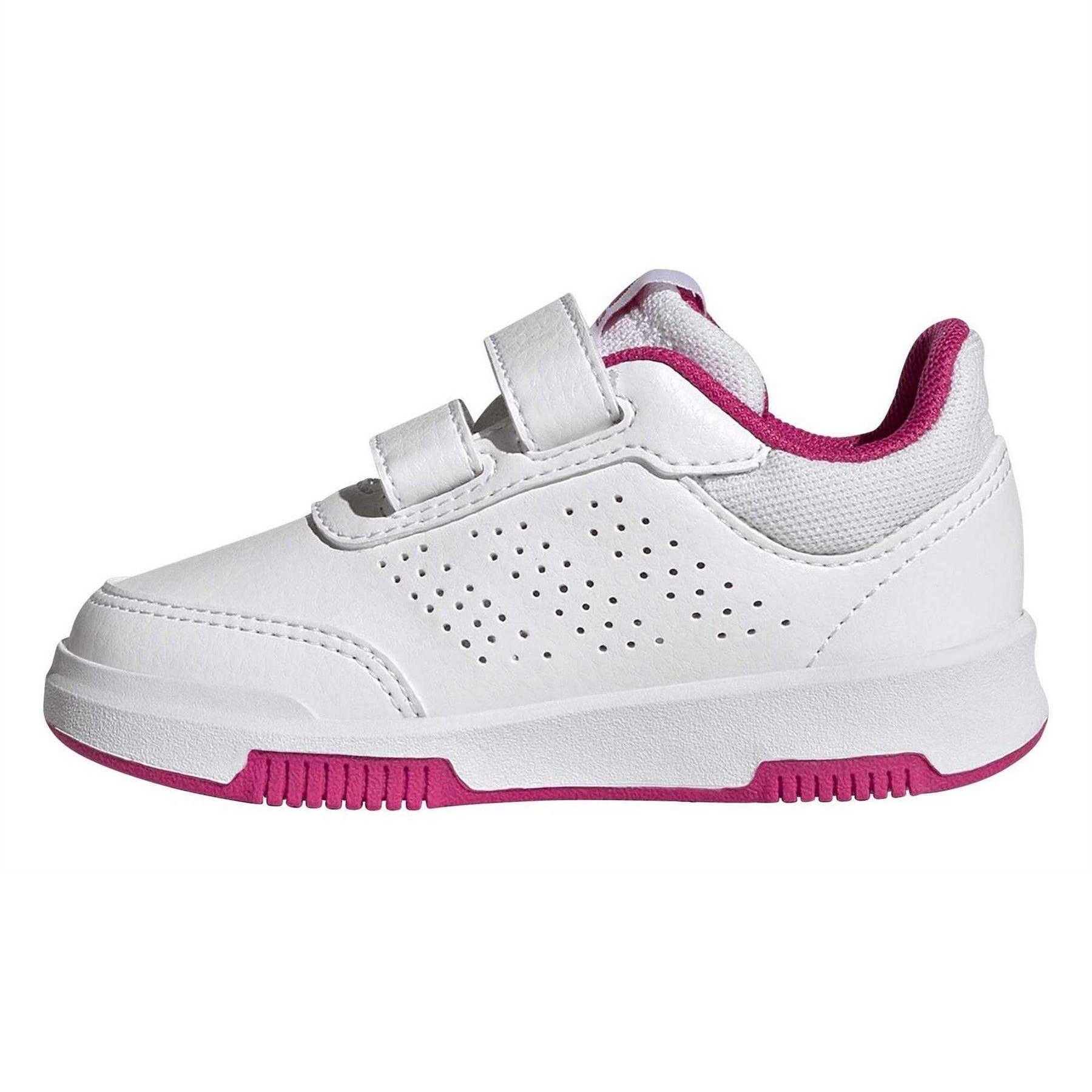 White-Magenta-Core Black - Back - Adidas Childrens-Kids Tensaur Sport 2.0 3 Stripes Hook and Loop Shoes