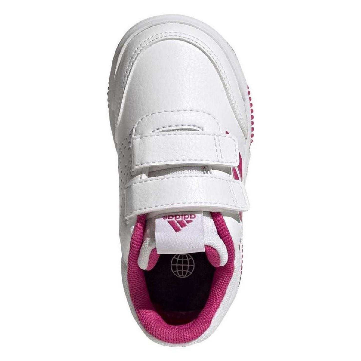 White-Magenta-Core Black - Side - Adidas Childrens-Kids Tensaur Sport 2.0 3 Stripes Hook and Loop Shoes