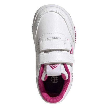 White-Magenta-Core Black - Side - Adidas Childrens-Kids Tensaur Sport 2.0 3 Stripes Hook and Loop Shoes