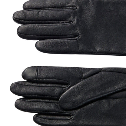 Black - Back - Hugo Boss Beggy Leather Logo Gloves