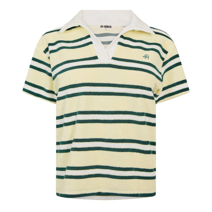 Yellow - Front - 4th & Reckless Womens-Ladies Zita Striped Short-Sleeved Polo Shirt