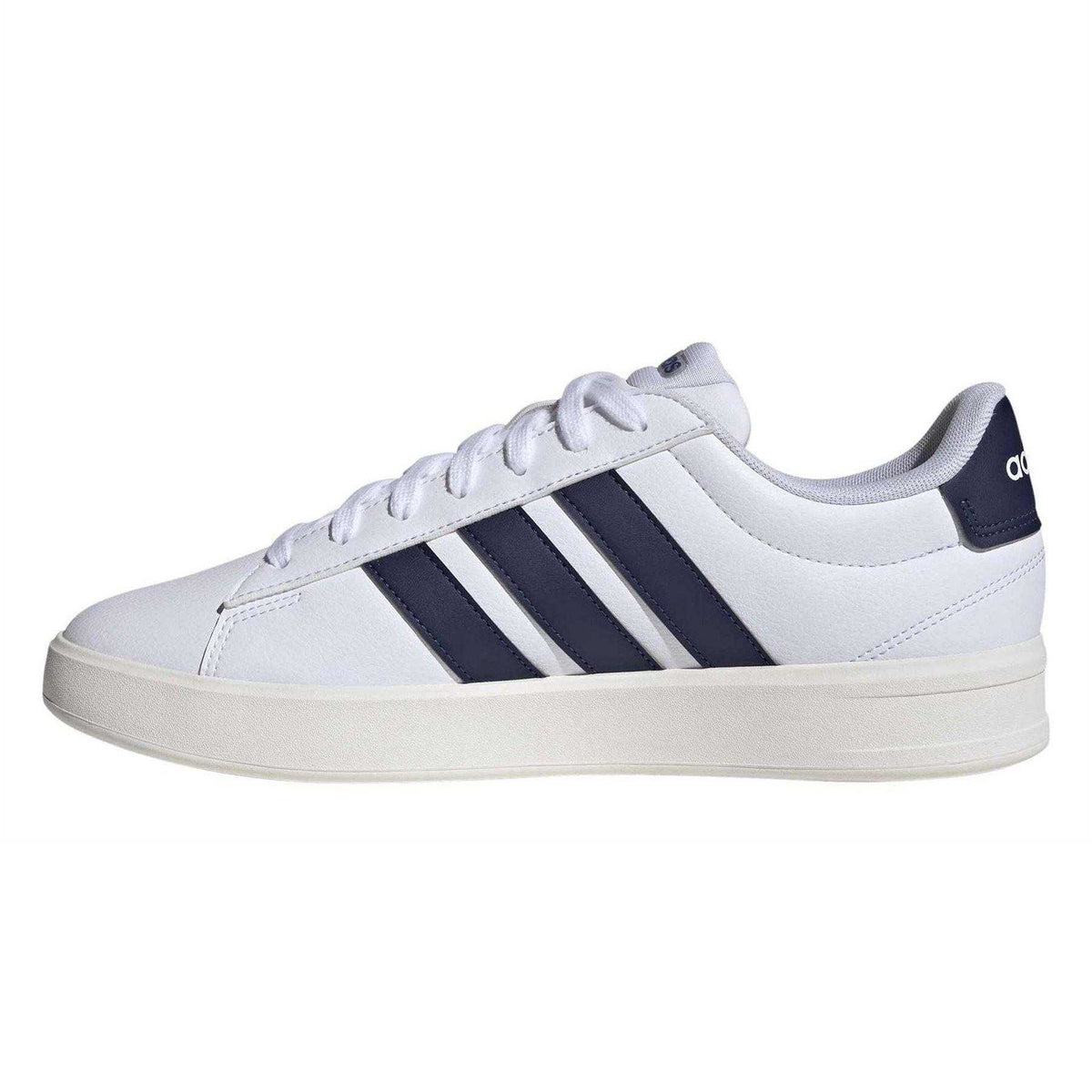 White - Side - Adidas Unisex Adult Grand Court Flat Trainers