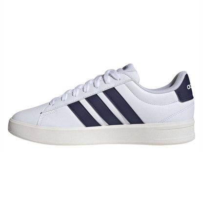 White - Side - Adidas Unisex Adult Grand Court Flat Trainers