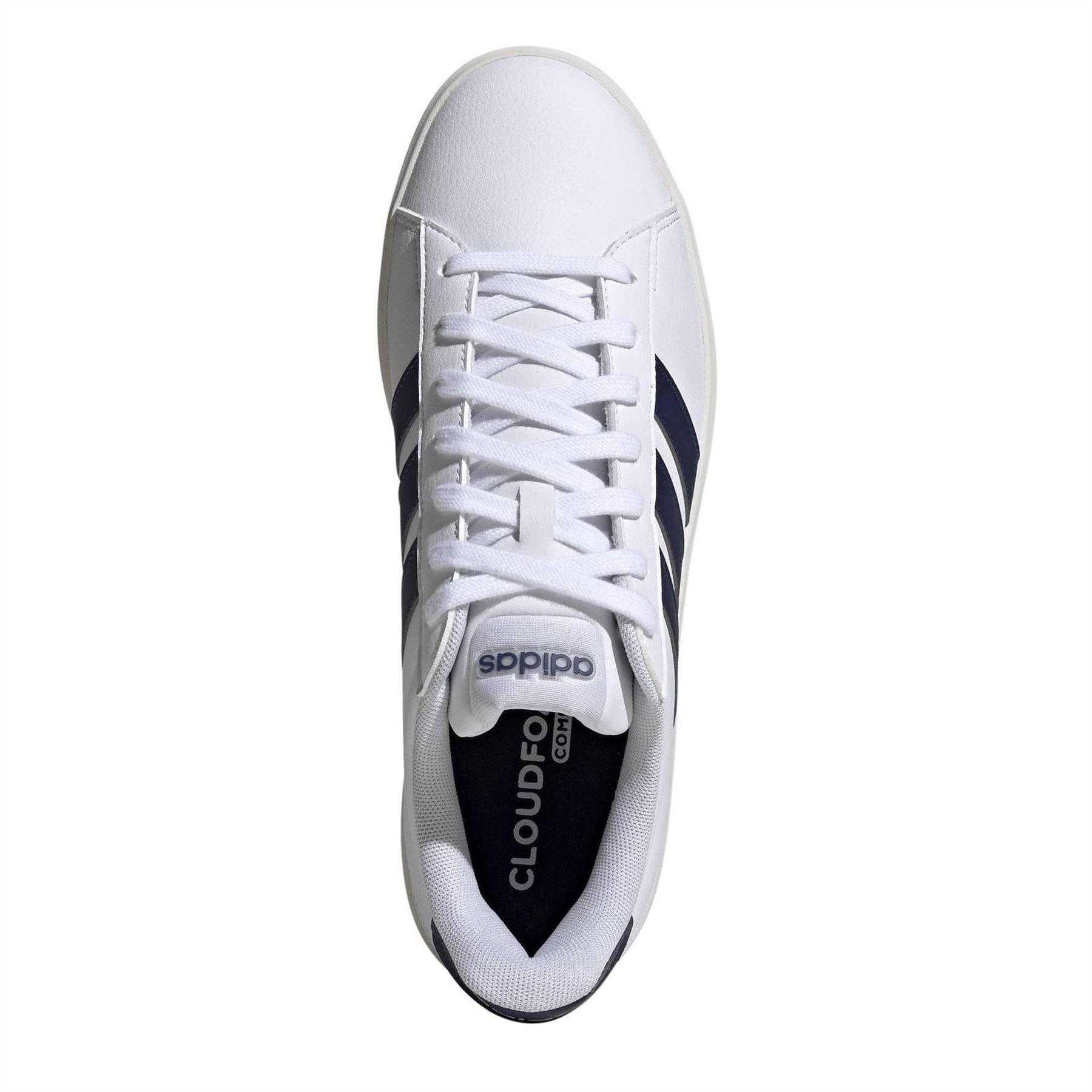 White - Lifestyle - Adidas Unisex Adult Grand Court Flat Trainers
