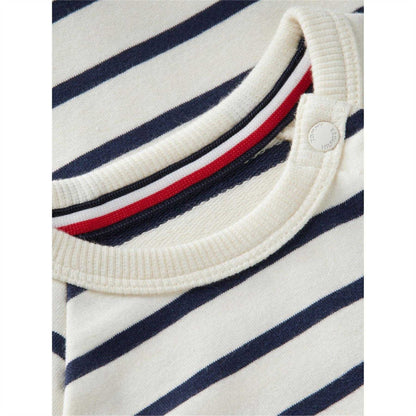 White - Side - Tommy Hilfiger Baby Striped Sleepsuit
